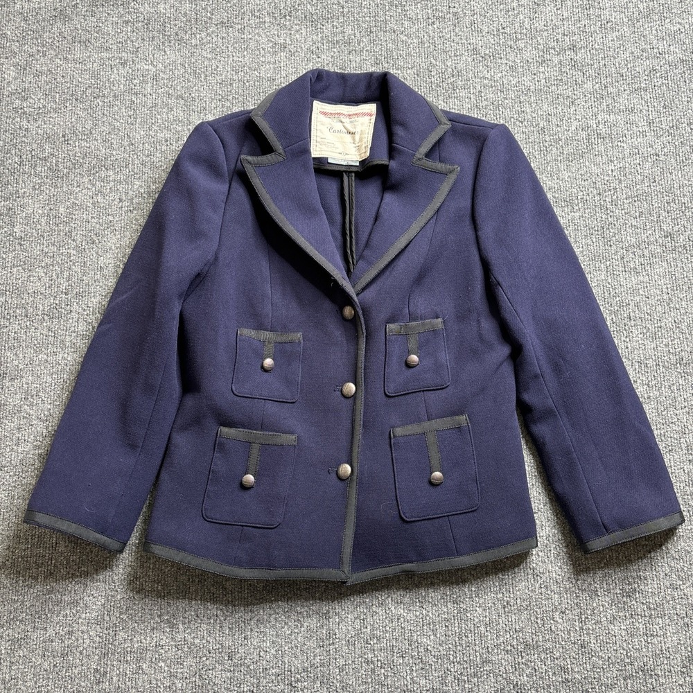 Anthropologie Cartonnier Blazer Women's 2 Four-Pocket Jacket Navy Blue Military
